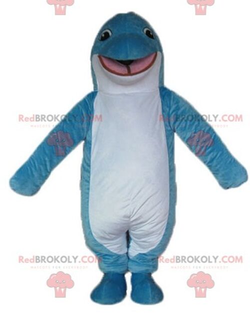 Funny and cute blue and white whale REDBROKOLY mascot / REDBROKO_04108
