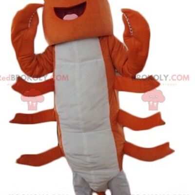 Orange and white crayfish giant lobster REDBROKOLY mascot / REDBROKO_04131