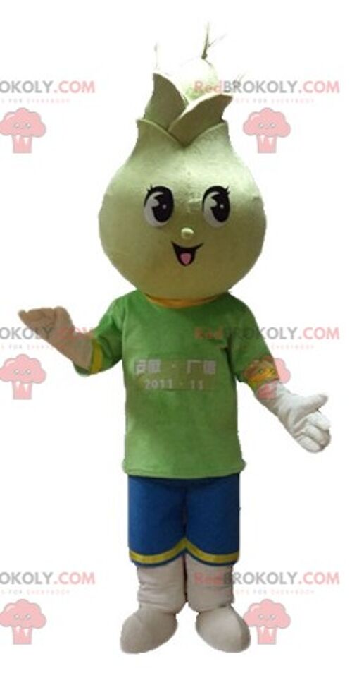 Giant green vegetable REDBROKOLY mascot with a brown slip / REDBROKO_04176