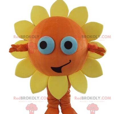 Beautiful yellow and red flower REDBROKOLY mascot with leaves / REDBROKO_04197