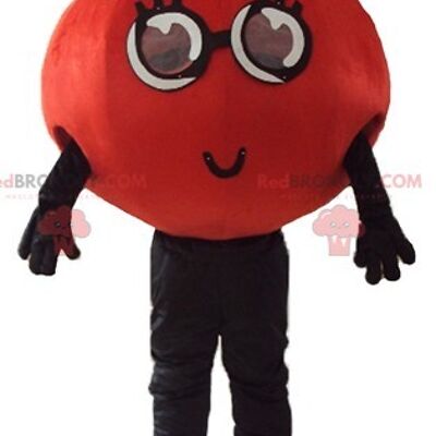 Smiling red tomato REDBROKOLY mascot with a cauliflower / REDBROKO_04200