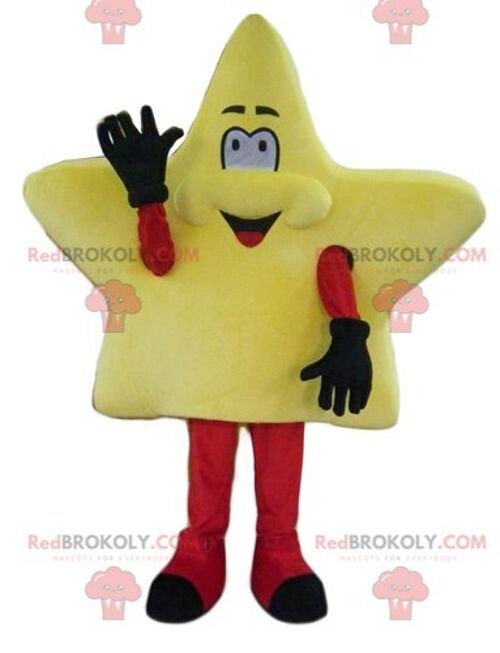Cute and smiling giant yellow star REDBROKOLY mascot / REDBROKO_04216