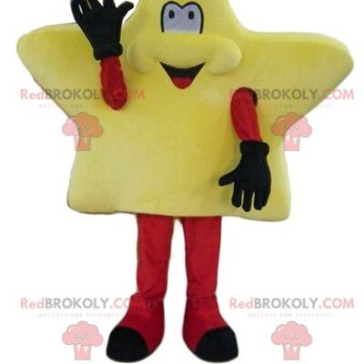 Cute and smiling giant yellow star REDBROKOLY mascot / REDBROKO_04216