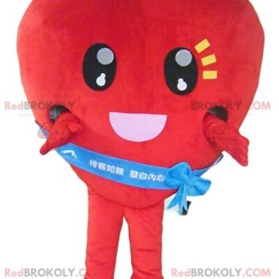 Giant laughing white tooth REDBROKOLY mascot with a toothbrush / REDBROKO_04222