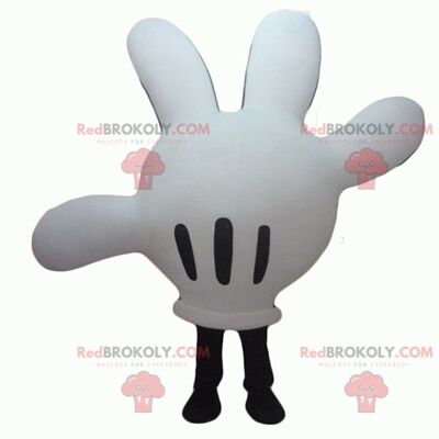 Mascotte de main blanche géante très souriante REDBROKOLY / REDBROKO_04256