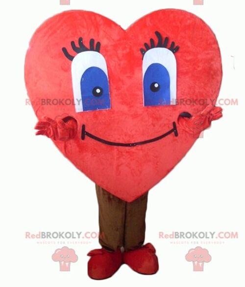 Giant and cute red heart REDBROKOLY mascot / REDBROKO_04283