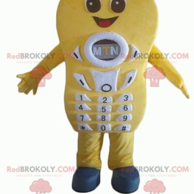 Giant and smiling yellow cell phone REDBROKOLY mascot / REDBROKO_04303