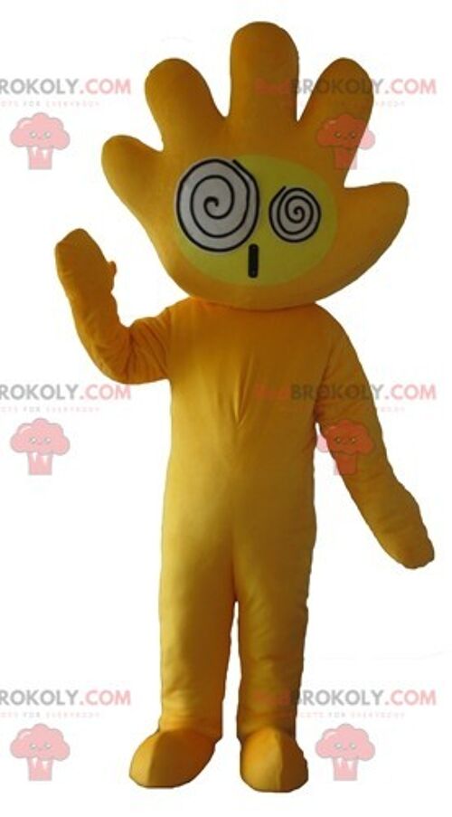 Yellow REDBROKOLY mascot with the head in the shape of a hand / REDBROKO_04361