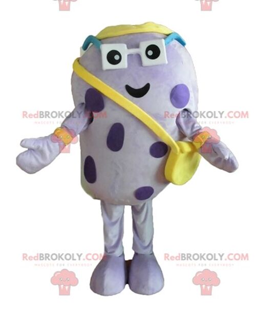 Giant head REDBROKOLY mascot musician with purple hair / REDBROKO_04391
