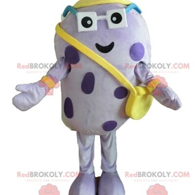 Giant head REDBROKOLY mascot musician with purple hair / REDBROKO_04391