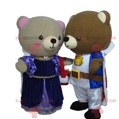 2 mascottes ours polaire REDBROKOLY avec un foulard bleu / REDBROKO_04410
