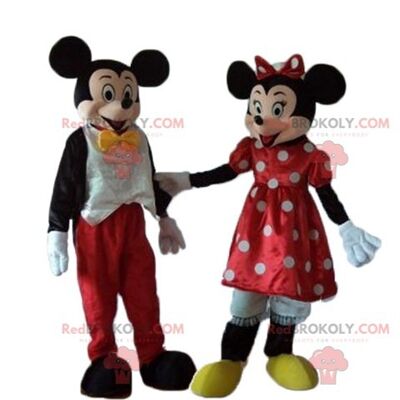 2 mascotas REDBROKOLY de princesas rubias con vestidos rosas / REDBROKO_04423