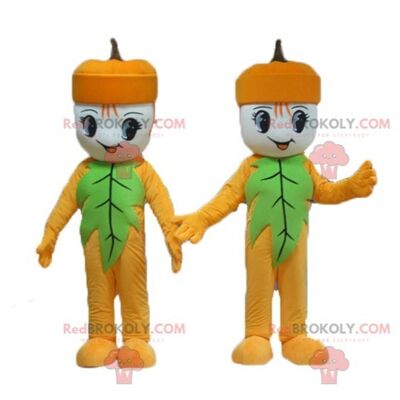 2 orange und grüne REDBROKOLY-Maskottchen für Halloween / REDBROKO_04431