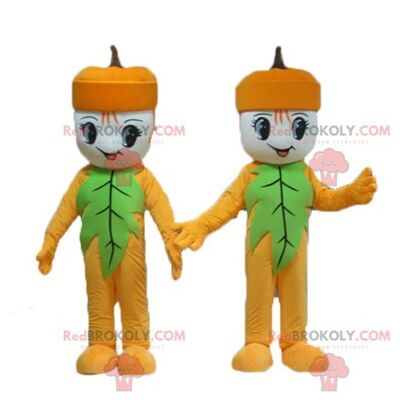 2 orange and green pumpkin REDBROKOLY mascots for Halloween / REDBROKO_04431