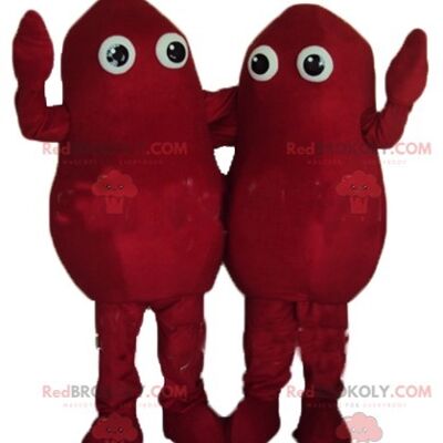 2 very colorful and smiling crab REDBROKOLY mascots / REDBROKO_04437