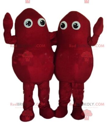 2 mascottes de crabe REDBROKOLY très colorées et souriantes / REDBROKO_04437