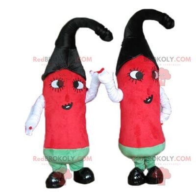 2 mascotas REDBROKOLY de flores naranjas y lirios amarillos / REDBROKO_04439