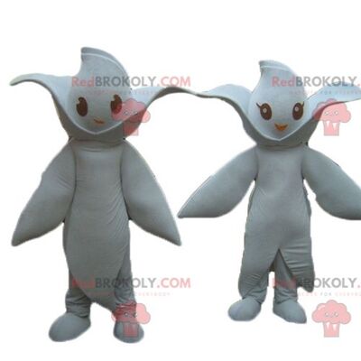 2 mascottes REDBROKOLY de feuilles vertes géantes et souriantes / REDBROKO_04441