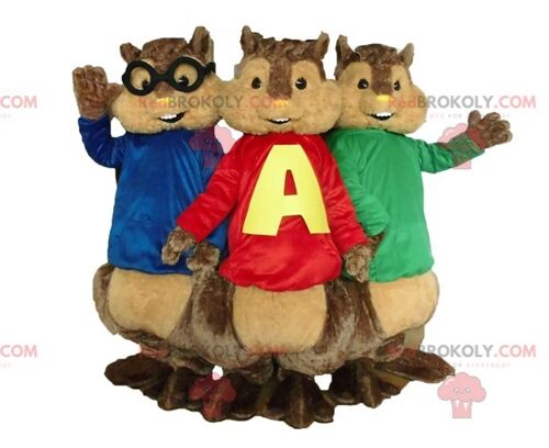 3 squirrel REDBROKOLY mascots from Alvin and the Chipmunks / REDBROKO_04453