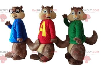 3 mascottes d'écureuils REDBROKOLY d'Alvin et les Chipmunks / REDBROKO_04454