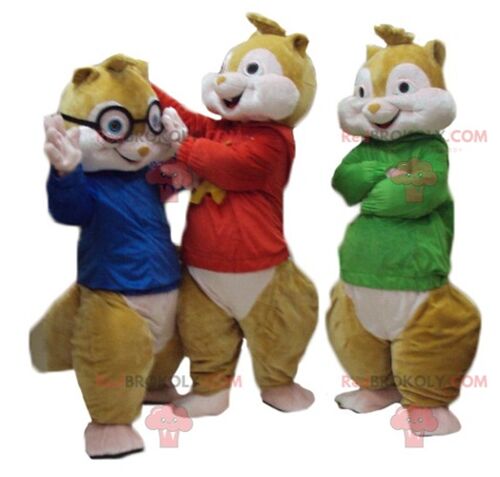 3 squirrel REDBROKOLY mascots from Alvin and the Chipmunks / REDBROKO_04455
