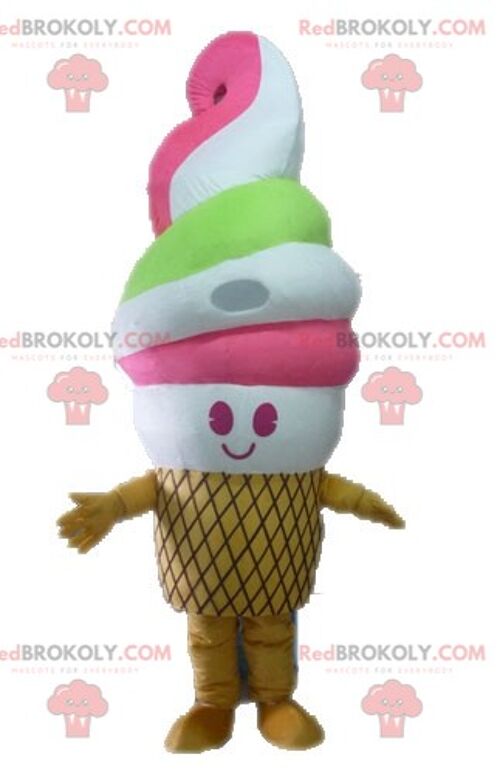 Giant Italian ice cream REDBROKOLY mascot. Giant cone REDBROKOLY mascot / REDBROKO_04509