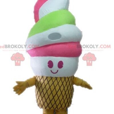 Mascota gigante del helado italiano REDBROKOLY. Cono gigante mascota REDBROKOLY / REDBROKO_04509
