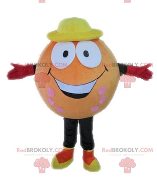 Giant orange REDBROKOLY mascot. Fruity dessert REDBROKOLY mascot / REDBROKO_04524