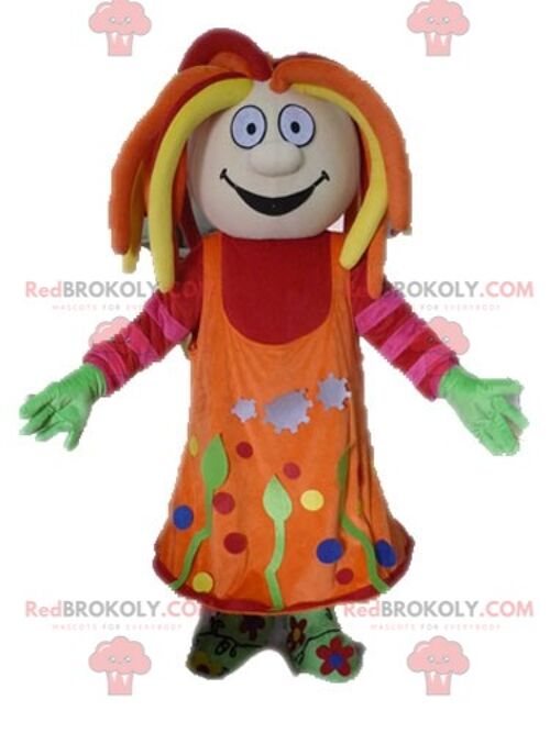 Eskimo REDBROKOLY mascot in dress. Indian REDBROKOLY mascot / REDBROKO_04538