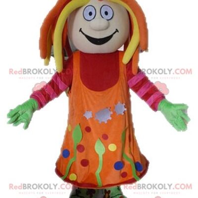 Eskimo REDBROKOLY mascot in dress. Indian REDBROKOLY mascot / REDBROKO_04538