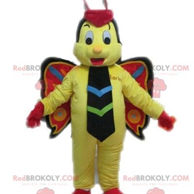 Giant and funny yellow and white rabbit REDBROKOLY mascot / REDBROKO_04573
