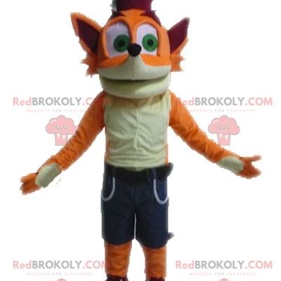 Braunes und beiges Eichhörnchen REDBROKOLY Maskottchen im Overall / REDBROKO_04579