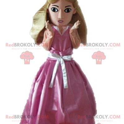 Girl REDBROKOLY mascot with pink hair. Doll REDBROKOLY mascot / REDBROKO_04643