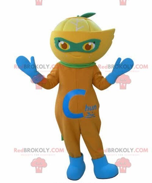 Giant orange mandarin REDBROKOLY mascot / REDBROKO_04705
