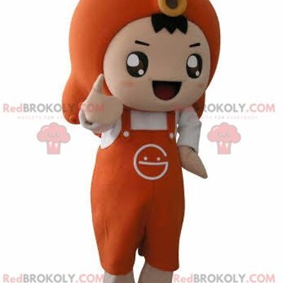 REDBROKOLY ragazza mascotte con grembiule e pesce / REDBROKO_04712