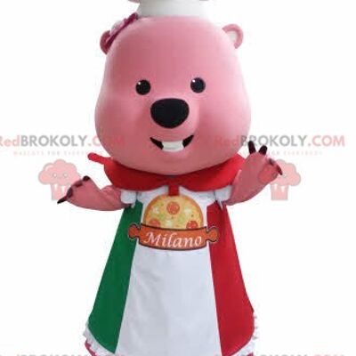 Scimmia bianca e rosa REDBROKOLY mascotte dall'aspetto feroce / REDBROKO_04735