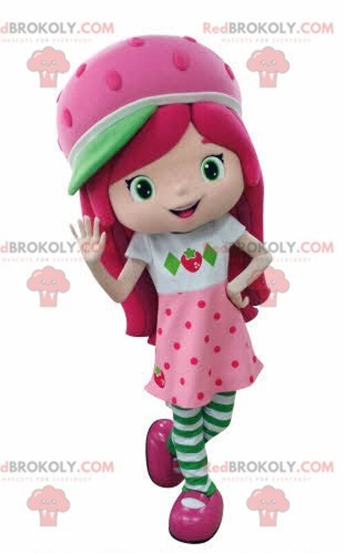 REDBROKOLY mascot Charlotte Strawberry Famous Pink Girl / REDBROKO_04741