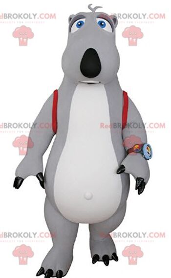 Mascotte d'oiseau blanc REDBROKOLY habillé en tenue d'aviateur colorée / REDBROKO_04751 1