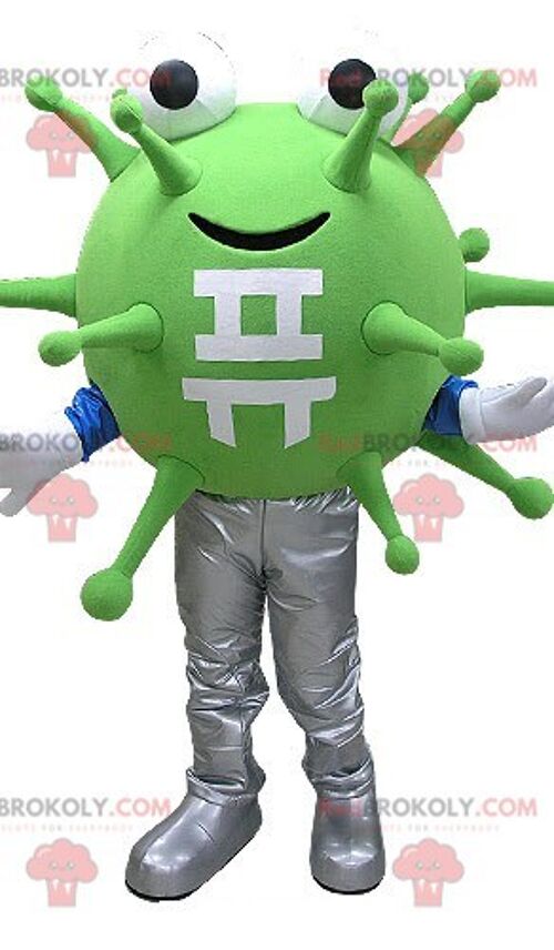 Green virus microbe REDBROKOLY mascot. Alien REDBROKOLY mascot / REDBROKO_04771