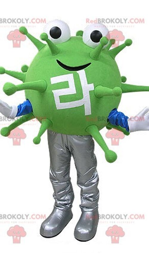 Green virus bacteria REDBROKOLY mascot. Alien REDBROKOLY mascot / REDBROKO_04772