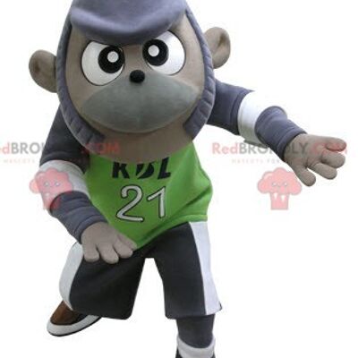Mascota mono naranja y gris REDBROKOLY en ropa deportiva / REDBROKO_04816