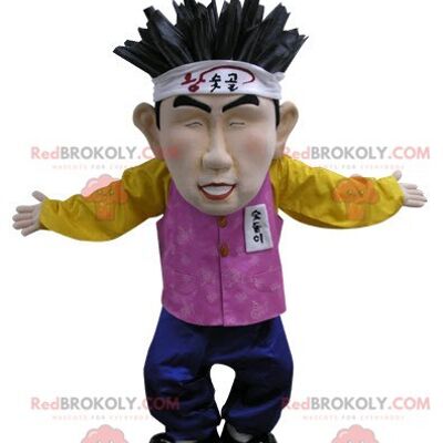 Mascotte japonaise REDBROKOLY souriante aux cheveux marrons / REDBROKO_04828