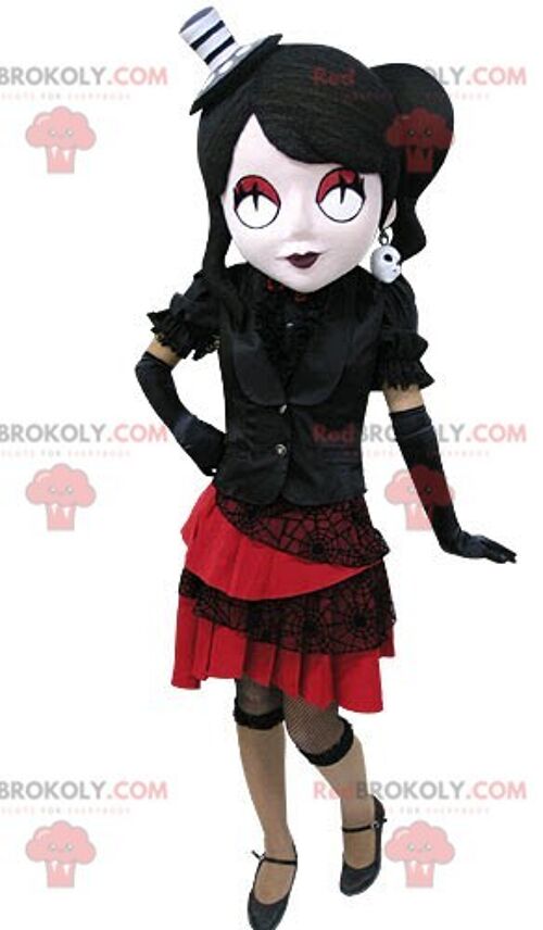 REDBROKOLY mascot girl dressed in black with glasses / REDBROKO_04856