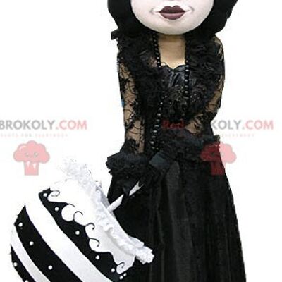 Mascotte de femme gothique REDBROKOLY habillée en noir et rouge / REDBROKO_04857