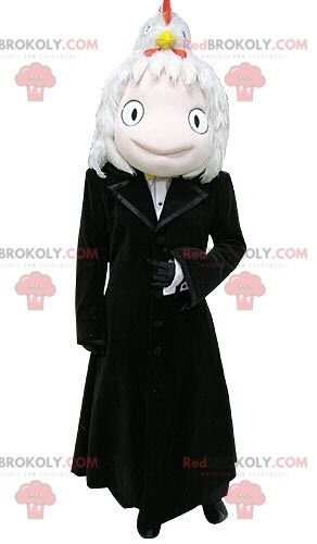 Gothic makeup woman REDBROKOLY mascot dressed in black / REDBROKO_04858