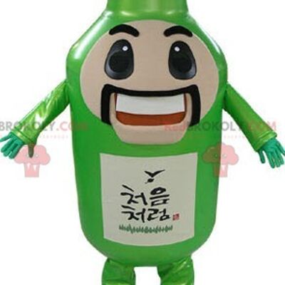 REDBROKOLY mascotte gigante bottiglia verde elegante e sorridente / REDBROKO_04862