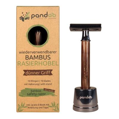 Bamboo safety razor | incl. 10 blades and e-book | thin handle