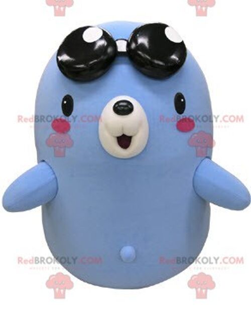 Pink and white bear REDBROKOLY mascot with heart-shaped glasses / REDBROKO_04921