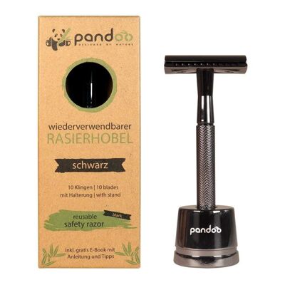 Metal safety razor | incl. 10 blades and e-book | Black