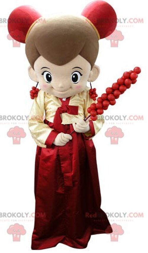 REDBROKOLY mascot little boy dressed in red with big eyebrows / REDBROKO_04965